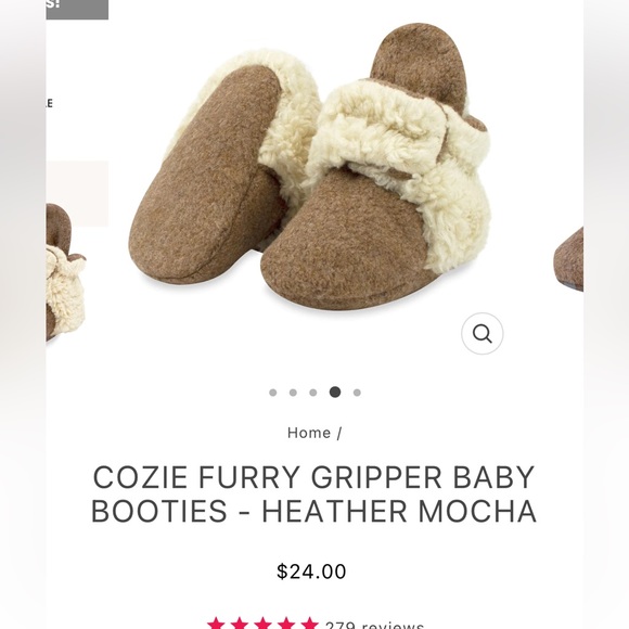 Zutano COZIE FURRY GRIPPER BABY BOOTIES - HEATHER MOCHA Size 6M - Picture 8 of 9